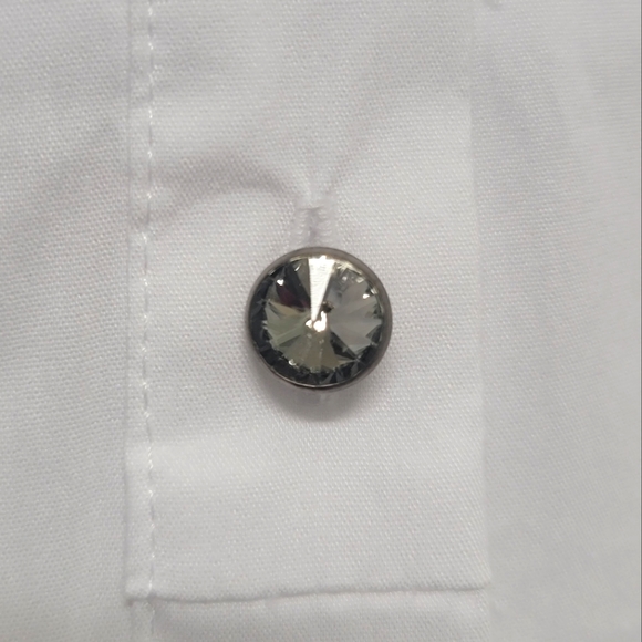 NWOT - New York & Company Tuxedo-Style Shirt with Faux Rhinestone Buttons - XL - Picture 5 of 9